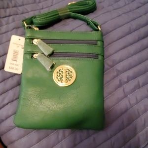 Green leather purse